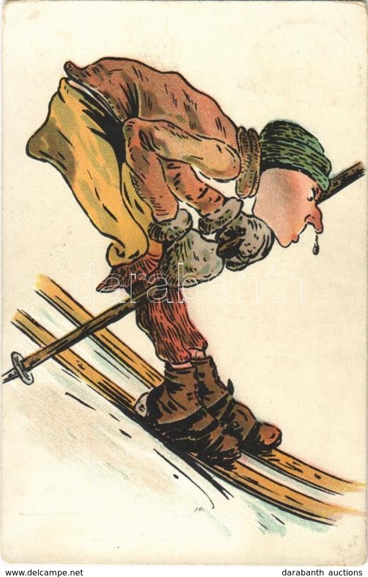 T2/T3 1909 Skiing. Winter Sport Art Postcard, Litho (EK) - Non Classés