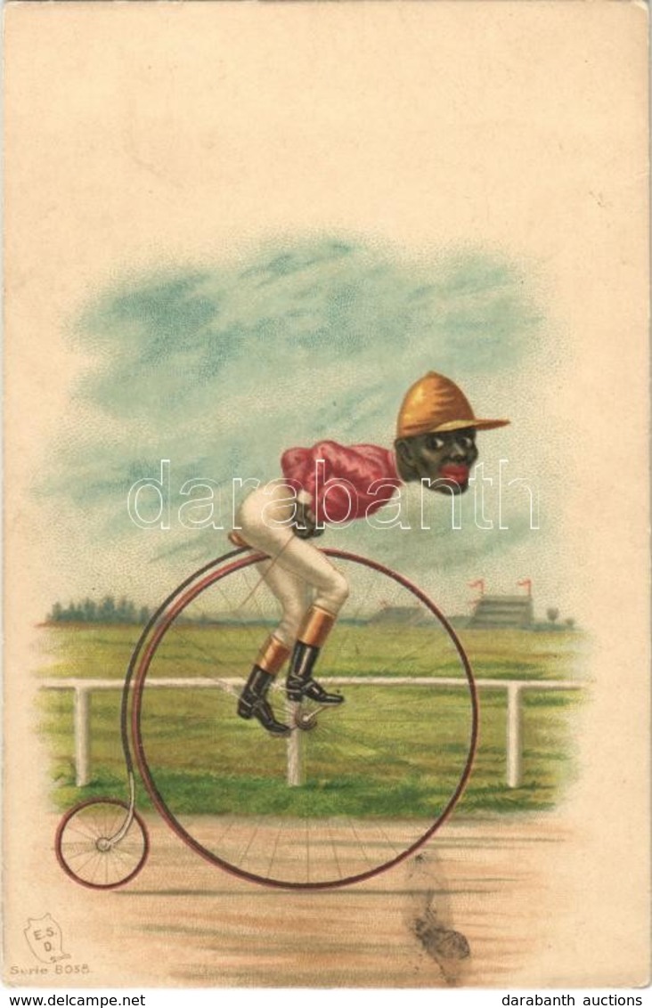 ** T2 Black Man On Bicycle (Penny-farthing).E.S.D. Serie 8058. Litho - Non Classés