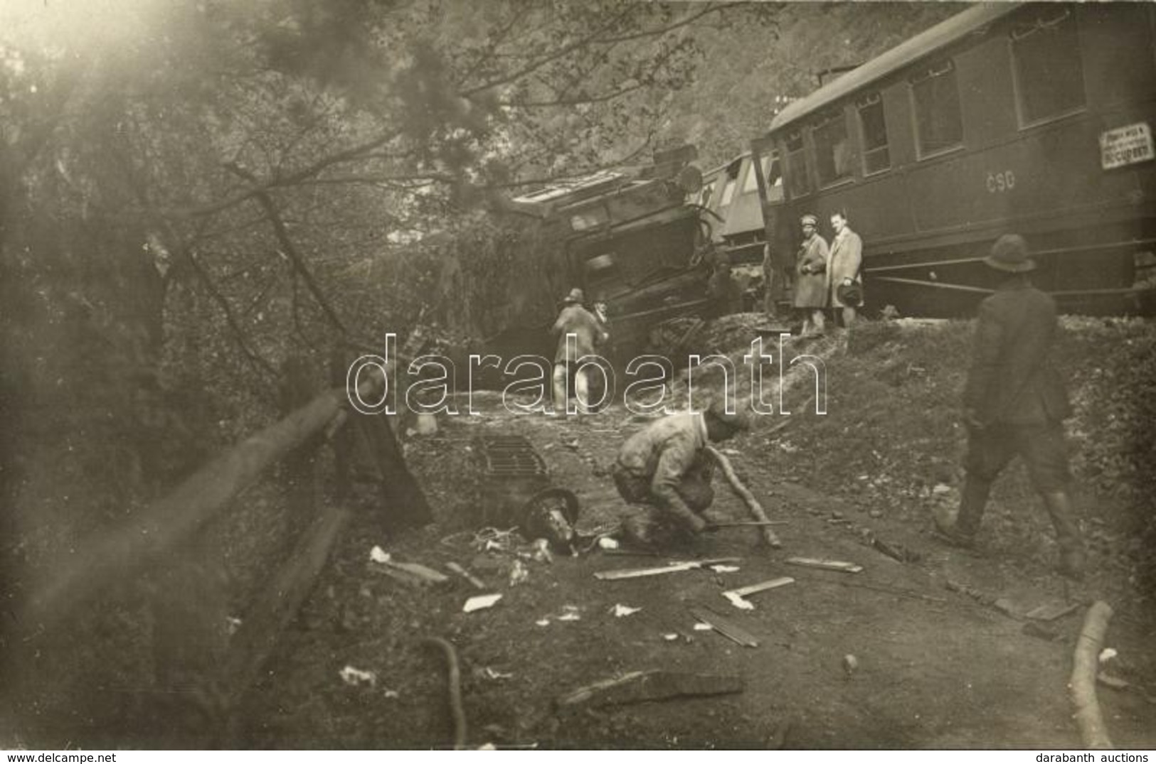 ** T2 Csehszlovák Vonat Vasúti Szerencsétlenség Románia (Bucharest) Felé Vezető úton / Eisenbahnunglück CSD Auf Den Weg  - Non Classés