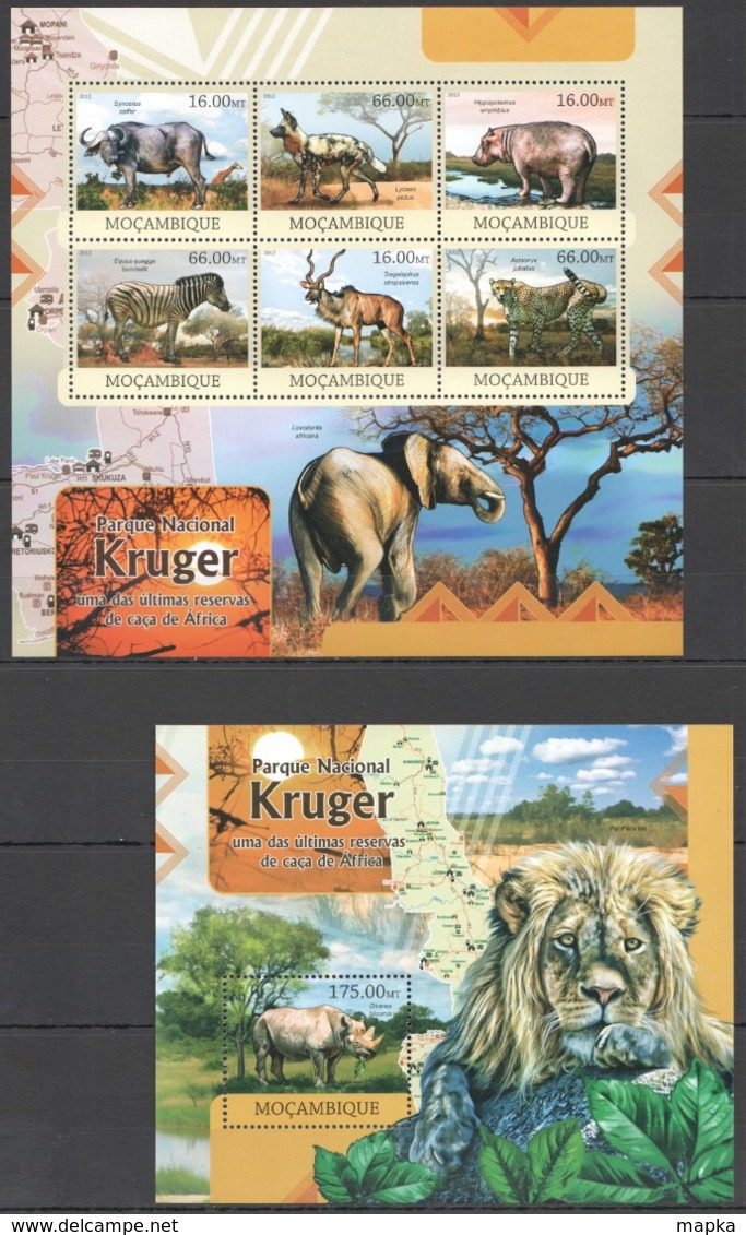 B296 2012 MOZAMBIQUE MOCAMBIQUE FAUNA WILD ANIMALS NATIONAL PARK KRUGER 1KB+1BL MNH - Other & Unclassified