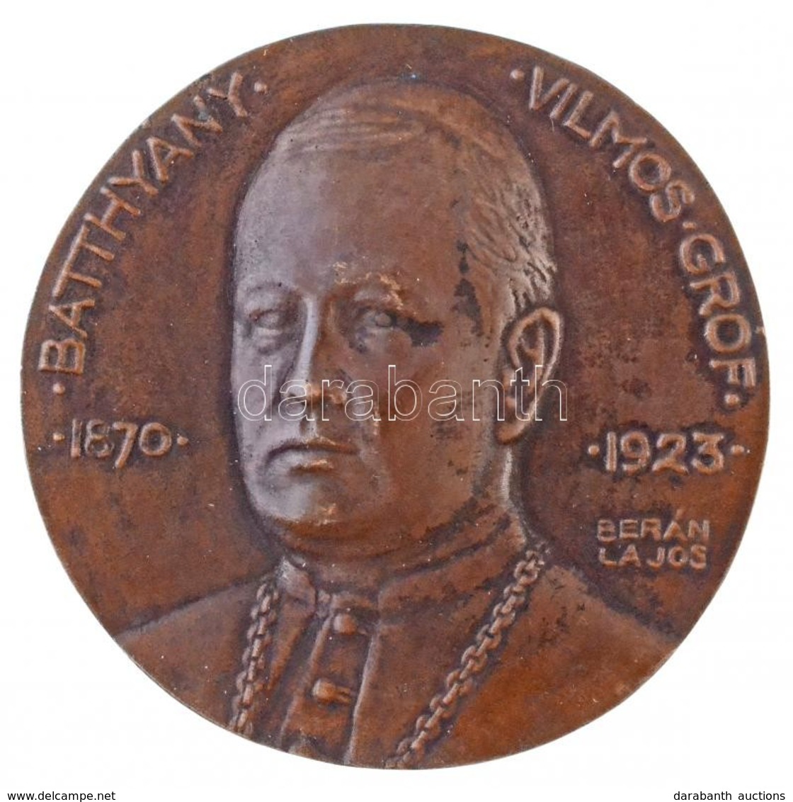 Berán Lajos (1882-1943) 1926. 'gr. Batthyány Vilmos' Br Plakett, Éremkedvelők Egyesületének Tagsági érme, Peremén 'ÉKE 1 - Non Classés