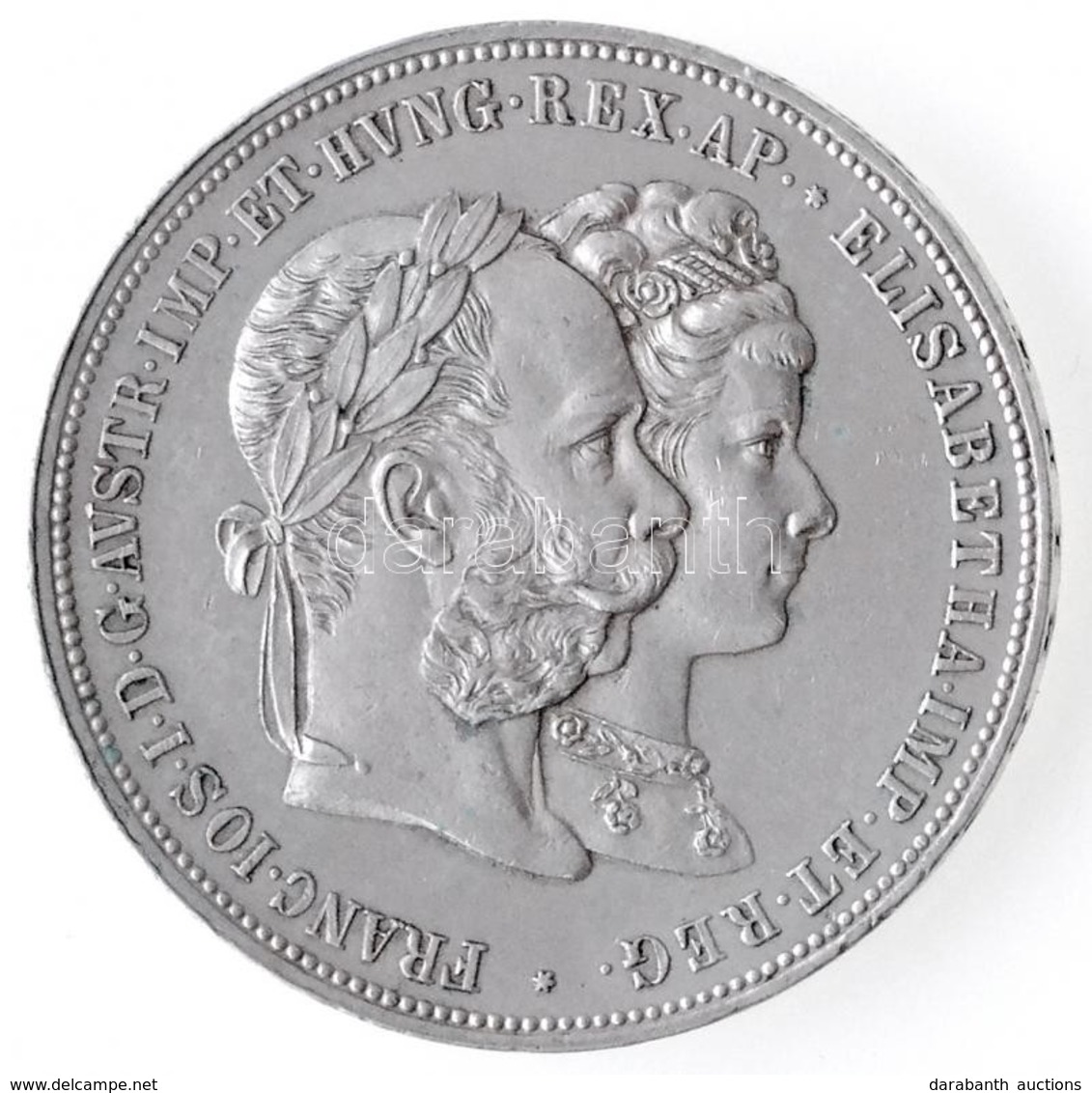 Ausztria 1879. 2G Ag 'I. Ferenc József és Erzsébet Királynő / Ezüstlakodalom' (24,66g) T:1- /  Austria 1879. 2 Gulden Ag - Non Classés