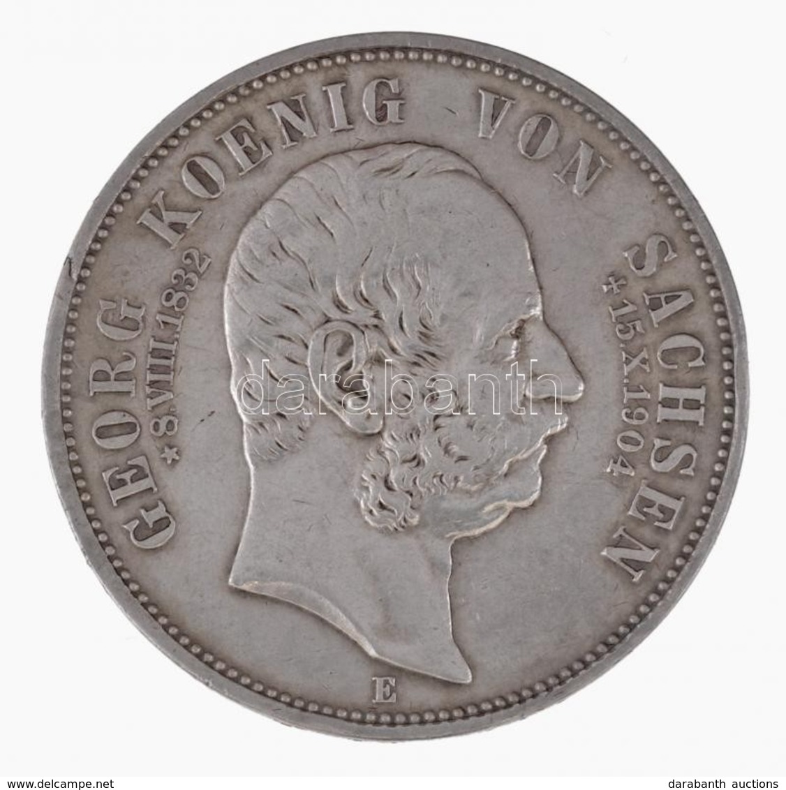 Német Államok / Szászország 1904E 5M Ag 'György Halála' (27,72g) T:2- / German States / Saxony 1904E 5 Mark 'Death Of Ge - Ohne Zuordnung