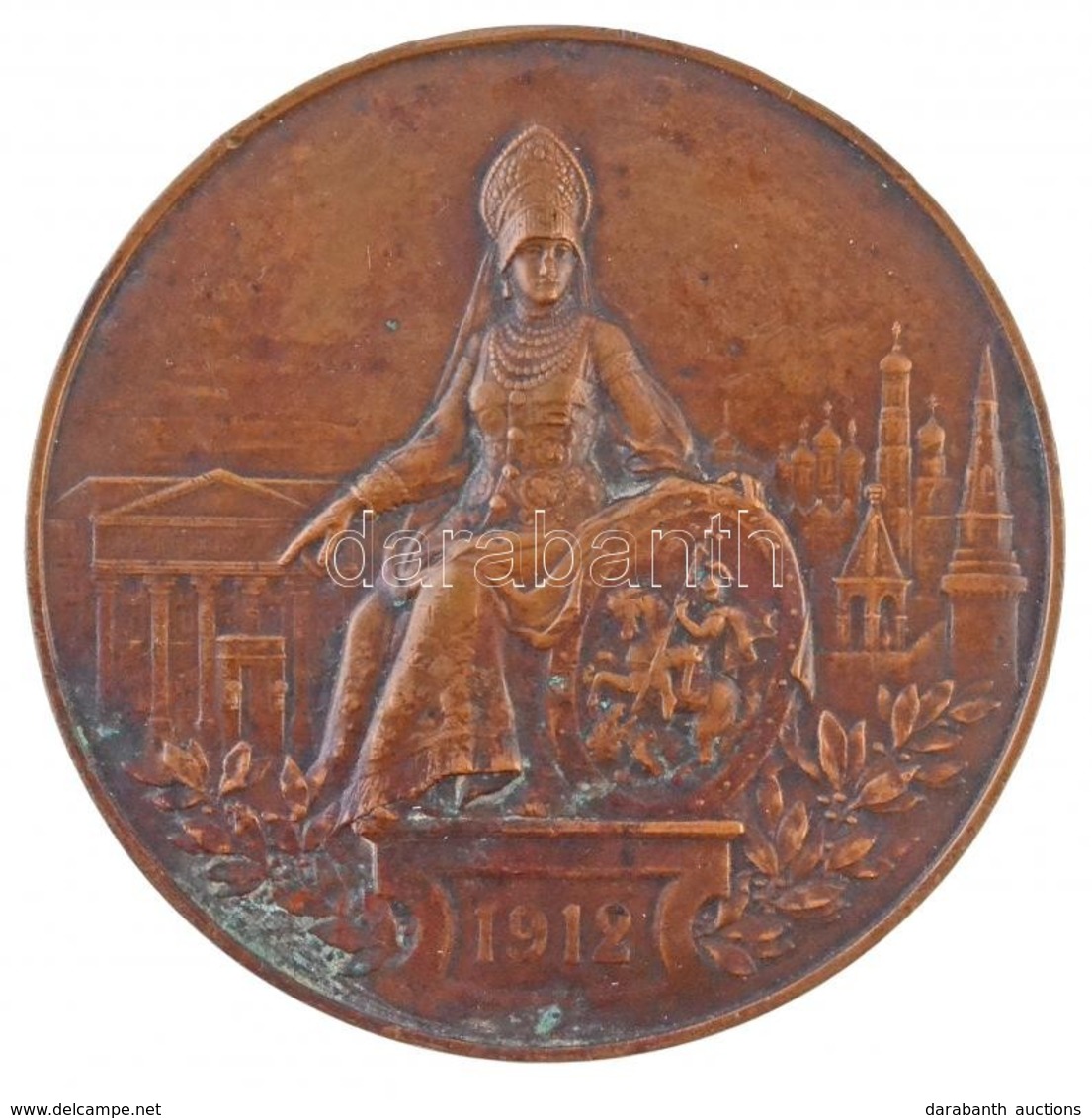 Orosz Birodalom 1912. 'Moszkvai Hitelintézet 50. évfordulója' Br Emlékplakett, Peremén 'BRONZE' Jelzéssel (339,56g/80mm) - Ohne Zuordnung