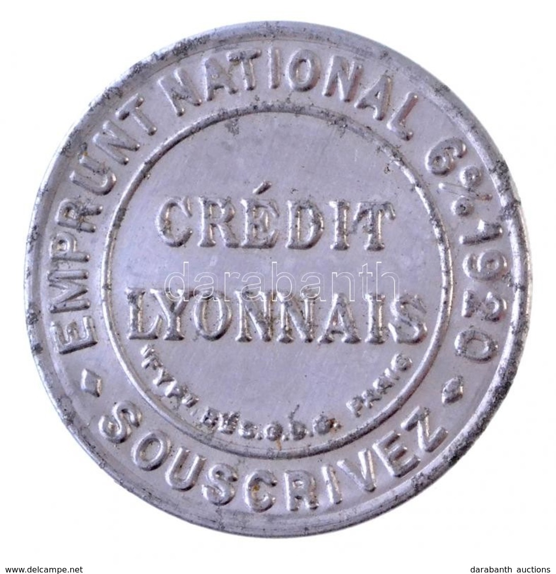 Franciaország 1920. 5c Al 'Lyoni Bank' Szükségpénz Bélyeggel (32mm) T:2 / 
France 1920. 5 Centimes Al 'Bank Of Lyon' Nec - Ohne Zuordnung