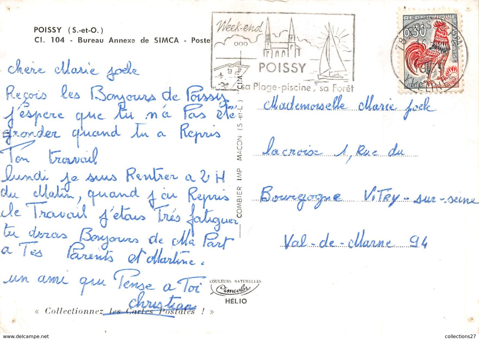 78-POISSY- BUREAU ANNEXE DE SIMCA- LA POSTE - Poissy