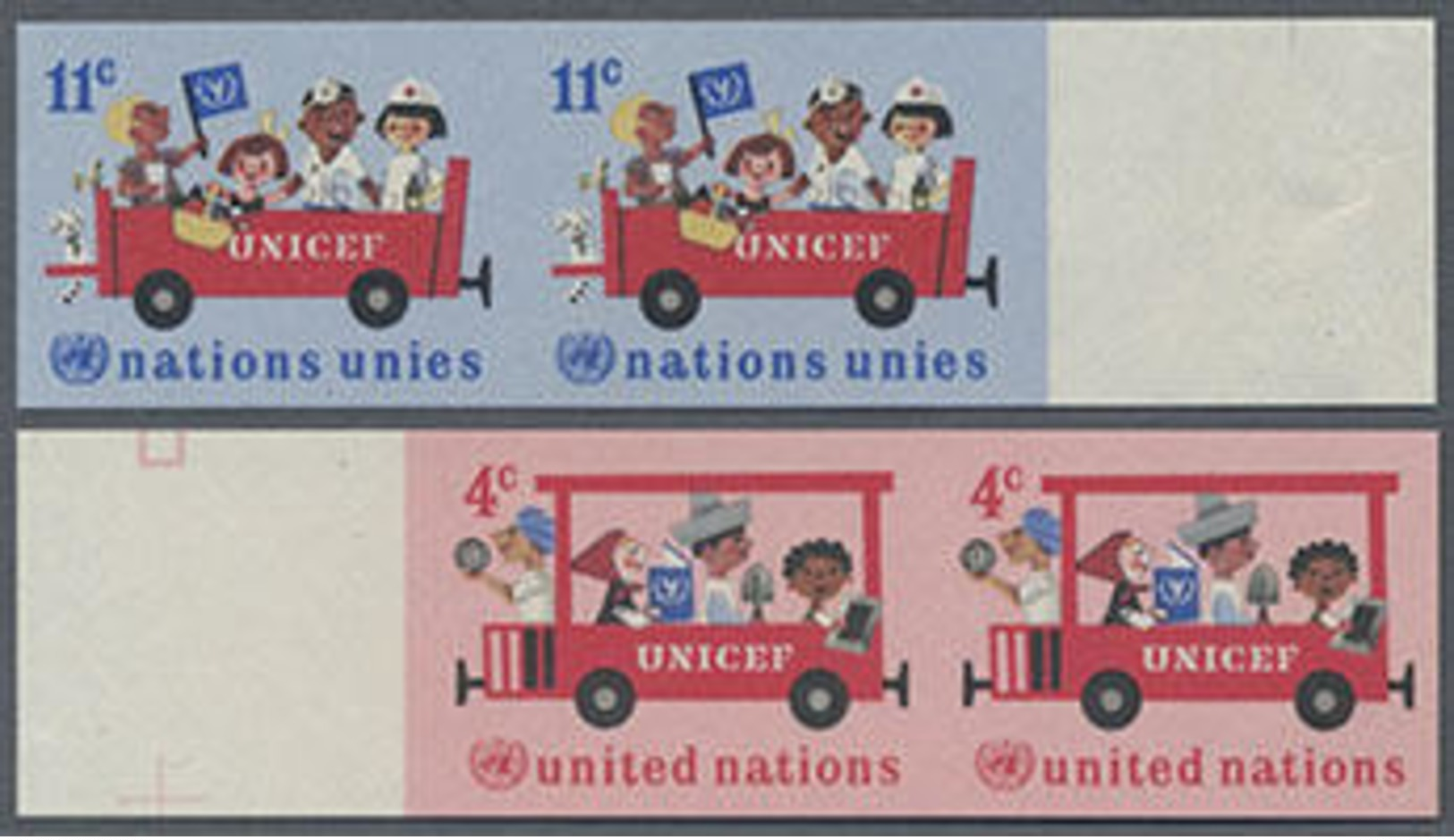 1966, 4 U.11 C. 20 Jahre UNICEF In 2 Postfrischen Ungezähnten Waager. Rand-Paaren, Gummiseitig übl. Roter Security-Finge - Sonstige & Ohne Zuordnung