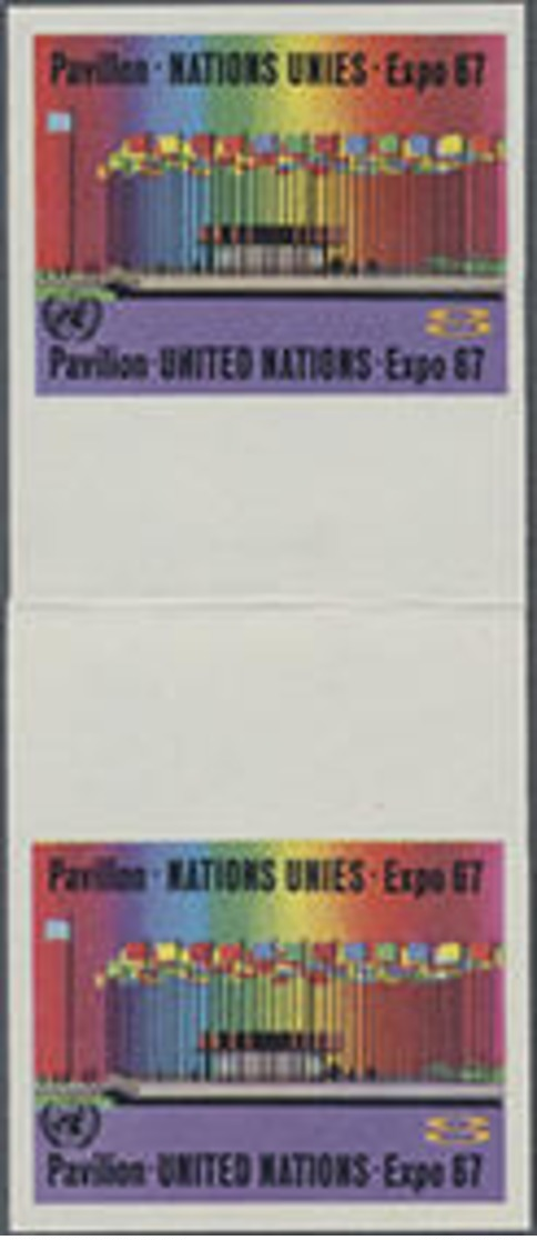 1967, 8 C. Expo Montreal Im Postfrischen Ungezähnten Senkr. Zwischensteg-Paar( Mittig Gefaltet), Gummiseitig übl. Roter  - Sonstige & Ohne Zuordnung