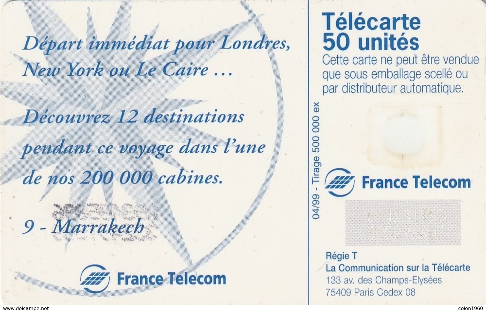 FRANCIA. 09 - Marrakech. 50U. 04/99. 0972A. (299). - 1999