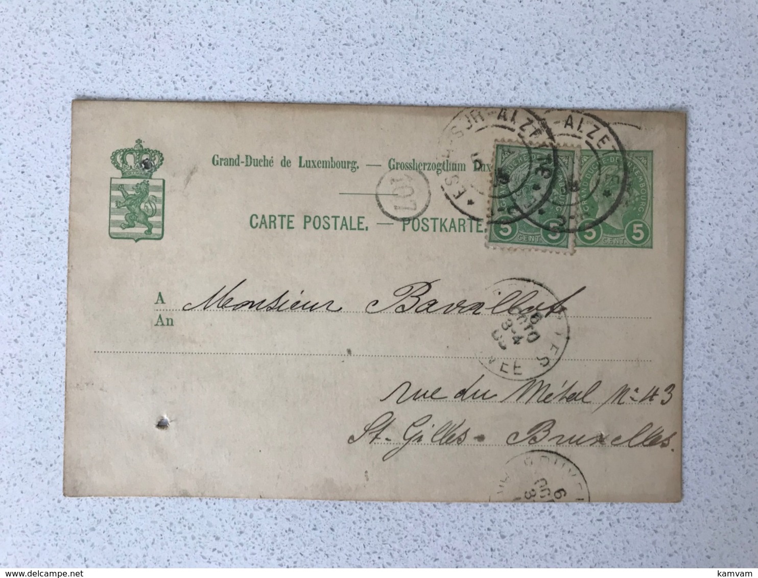 LUXEMBOURG Carte Postale 05.10.05 ESCH-SUR-ALZETTE -> GAND - 1895 Adolphe De Profil