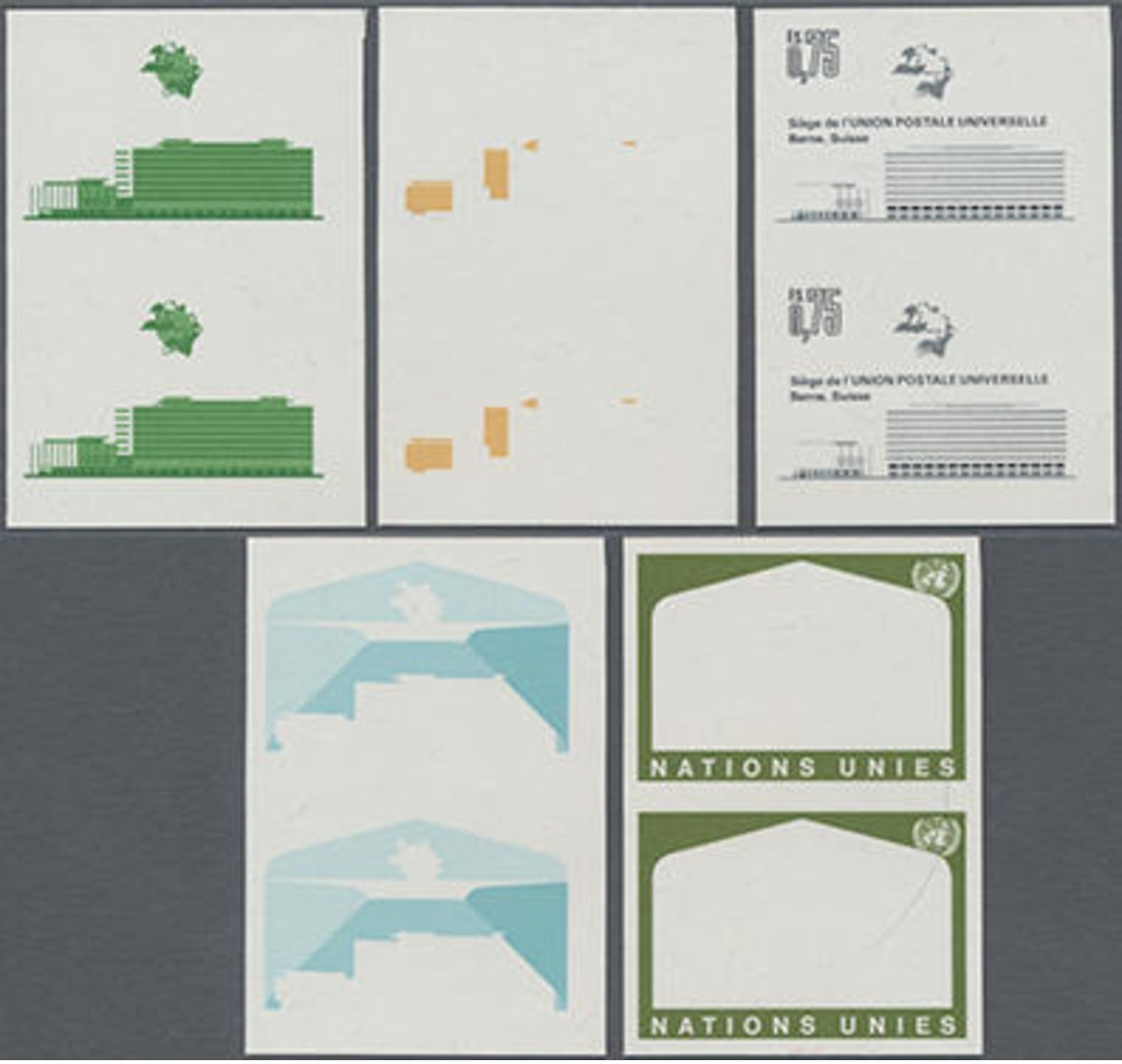 1971, 0,75 Fr. UPU-Gebäude Bern In 5 Ungezähnten Postfrischen Waager. Phasendruck-Paaren - Sonstige & Ohne Zuordnung