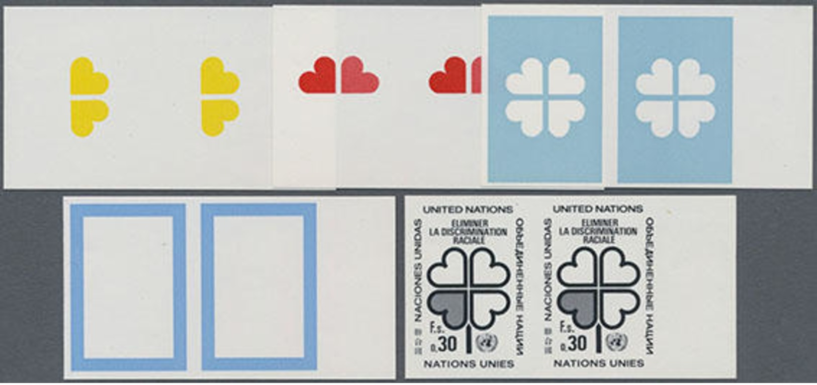 1971, 0,30 Fr.vierblättriges Kleeblatt In 5 Ungezähnten Postfrischen Waager. Phasendruck-Paaren - Sonstige & Ohne Zuordnung