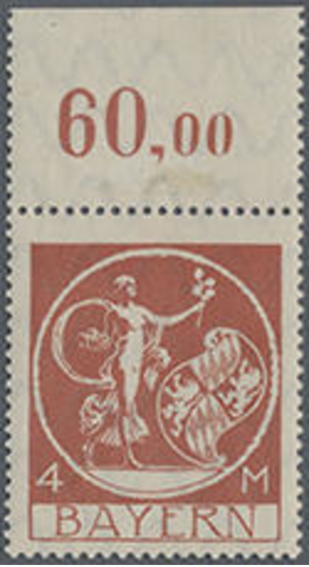 1920, 4 M. Bayern Ohne Aufdruck, Postfrisches Oberrandstück Mit Falz Am OR, Mi. 170.- - Other & Unclassified