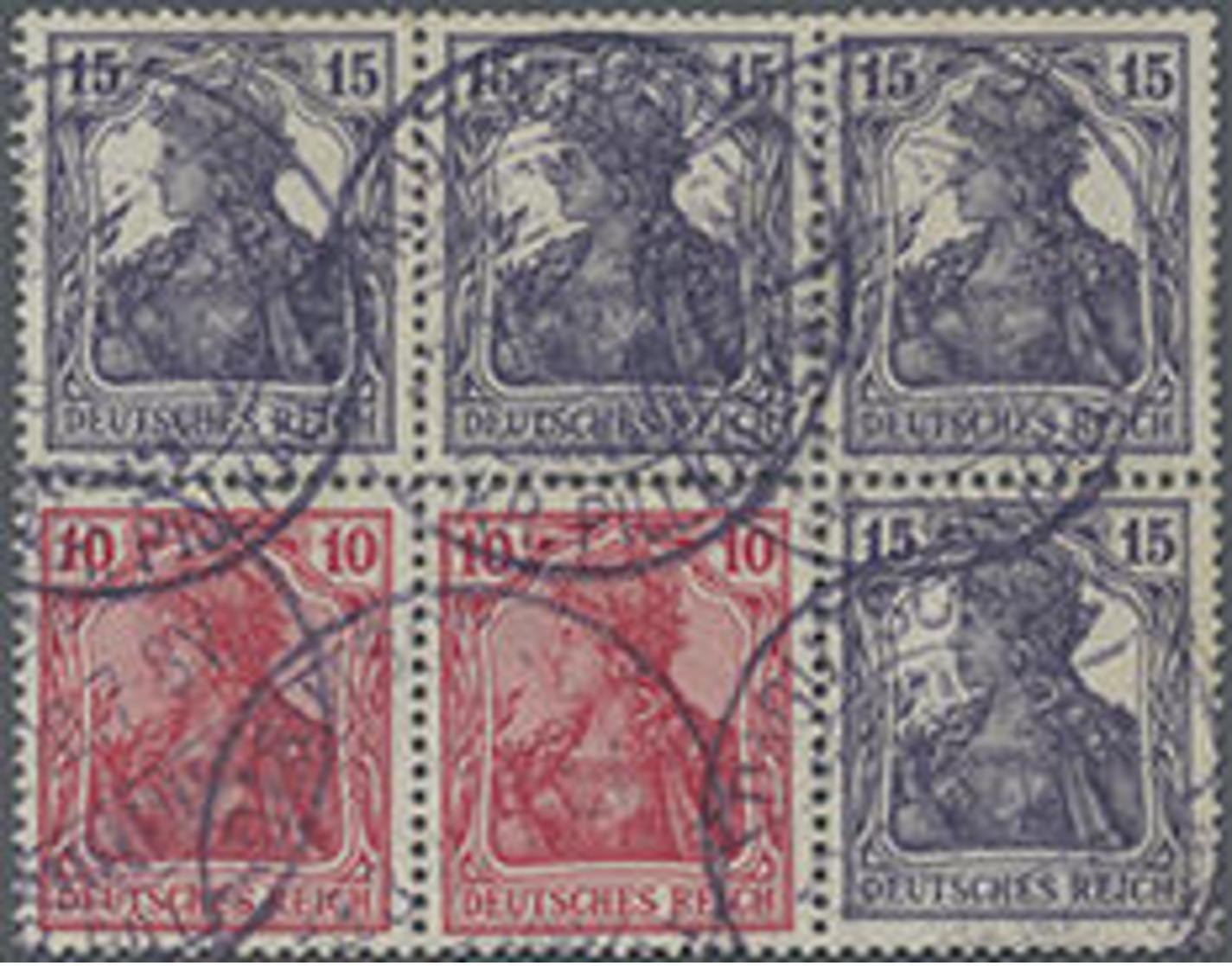 1919, Germania Heftchenblatt Mit 2x 10 Pf. Germania Kriegsdruck Und 4x 15 Pf. Schwärzlichgrauviolett, Sauber Gestempelt, - Other & Unclassified