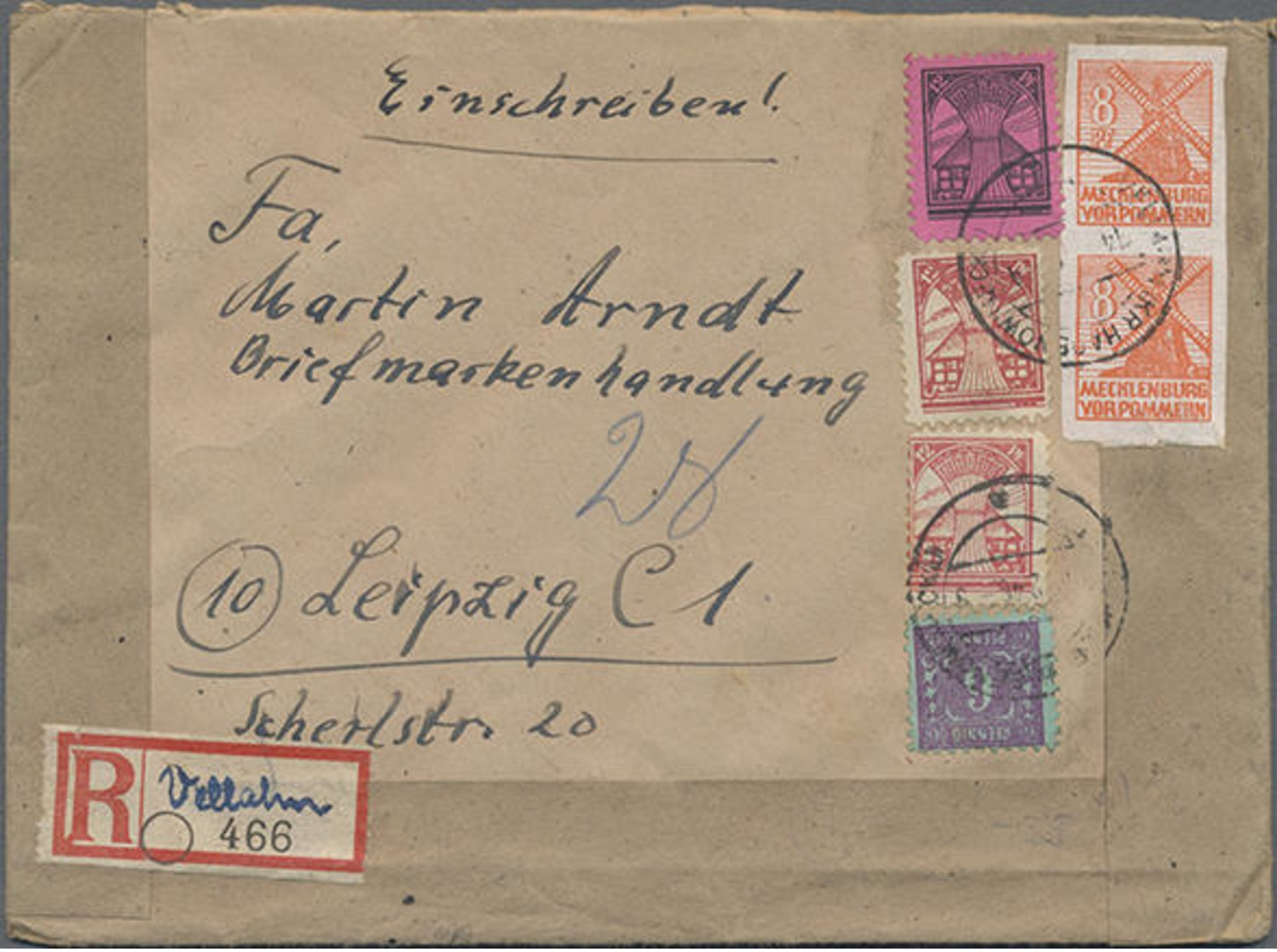 1946, Interessante MiF Auf R-Brief Von Vellahn Nach Leipzig - Andere & Zonder Classificatie