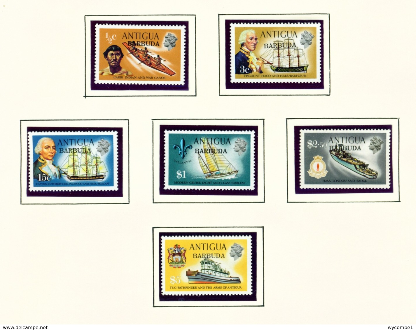 BARBUDA  -  1973 Ship Definitives Set Unmounted/Never Hinged Mint - Barbuda (...-1981)