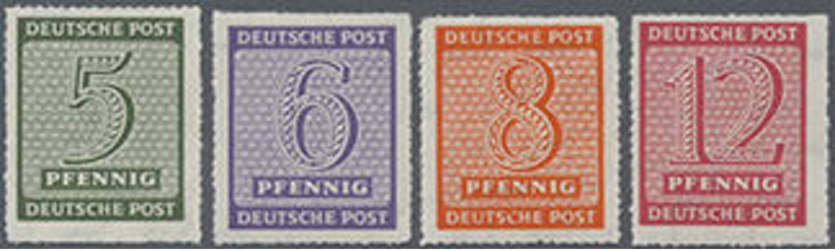 1945, 5-12 Pf. Ziffer I Komplett Postfrisch Mit Durchstich Roßwein, Tiefstsign. Ströh, Mi. 100.- - Other & Unclassified