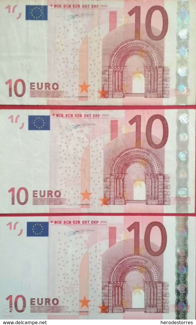 10 Euros De La Primera Firma De Duisemberg, Plancha G002,G003,G005,letra V De España - 10 Euro