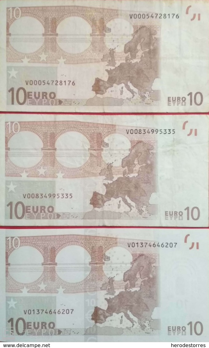 10 Euros De La Primera Firma De Duisemberg, Plancha G002,G003,G005,letra V De España - 10 Euro