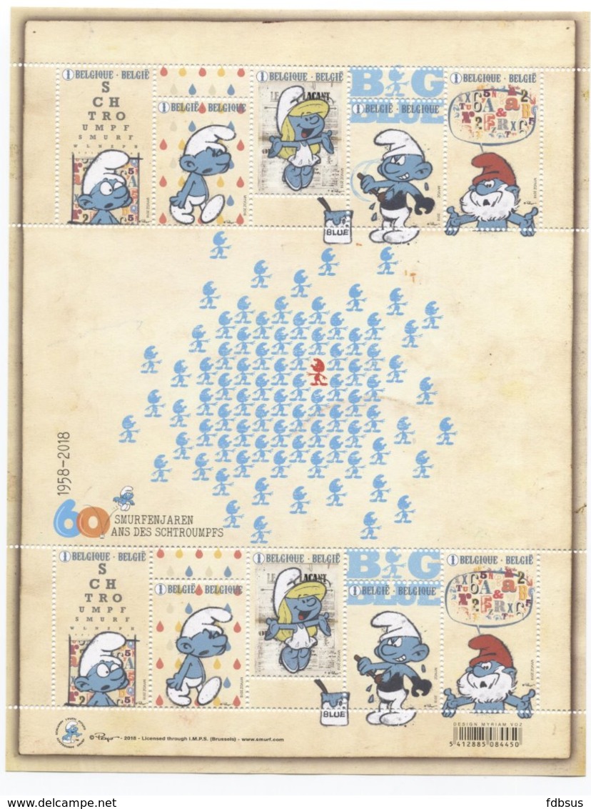 Smurf - Schtroumpf  - 10 Zegels In Vel - Feuillet 10 Timbres - 10 Stamps In Sheet - See All Names In My Descriptions - Other & Unclassified