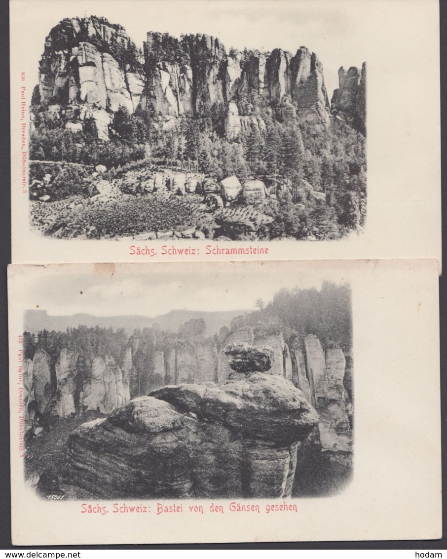 "Bastei" Und "Schrammsteine", 2 Karten, Ca. 1910 - Bastei (sächs. Schweiz)