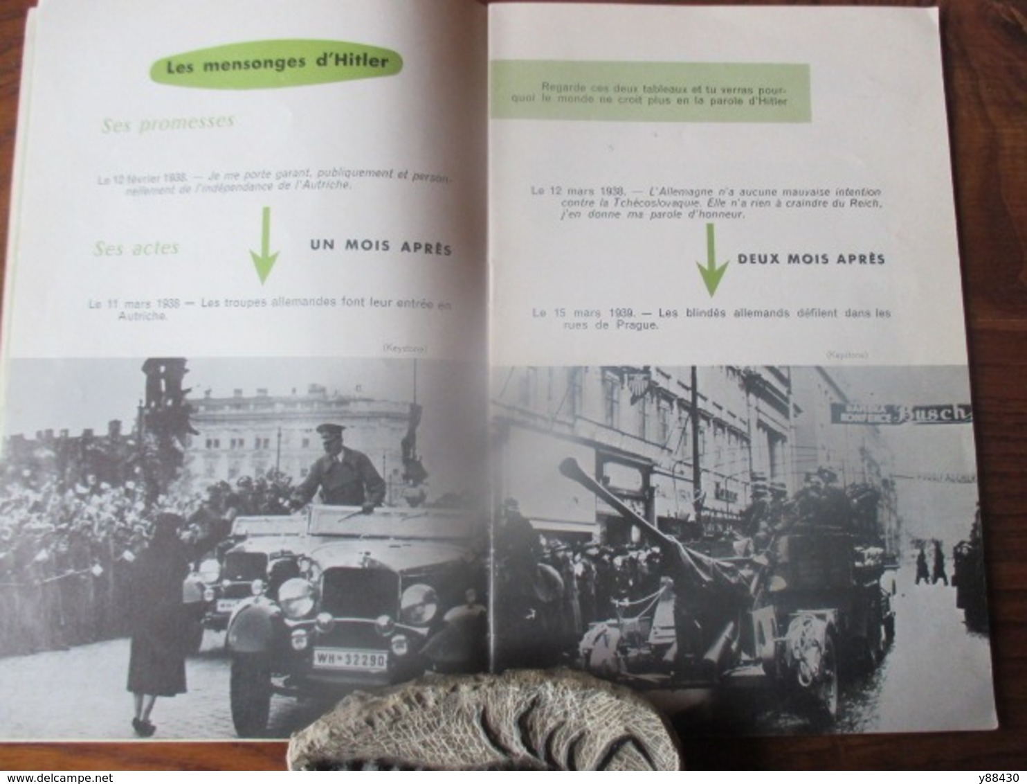 Livret - LA DEFAITE FRANCAISE 1939/1945 - année 1960 - Blibliothèque de Travail - Imprimé à Cannes - 34 pages - 14 photo