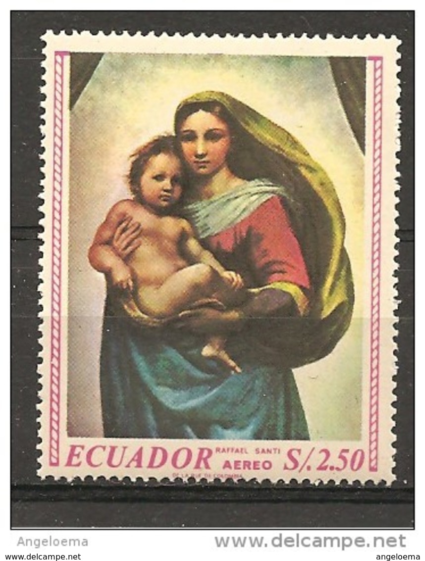 EQUADOR - RAFFAELLO Madonna Con Bambino, Madonna Sistina (Gemäldegalerie, Dresda) Nuovo** MNH - Madonne