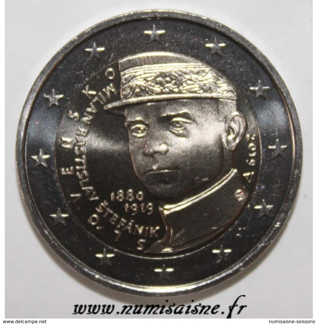 SLOVAQUIE - 2 EURO 2019 - 100 ANS DE LA MORT DE MILAN RASTISLAV STEFANIK - SUP/FDC - - Slovaquie