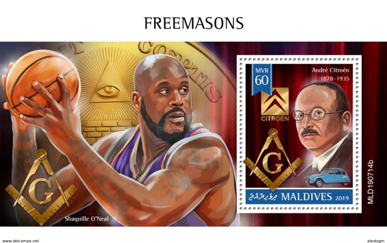 MALDIVES 2019 - A. Citroen, Freemasons S/S Official Issue - Voitures