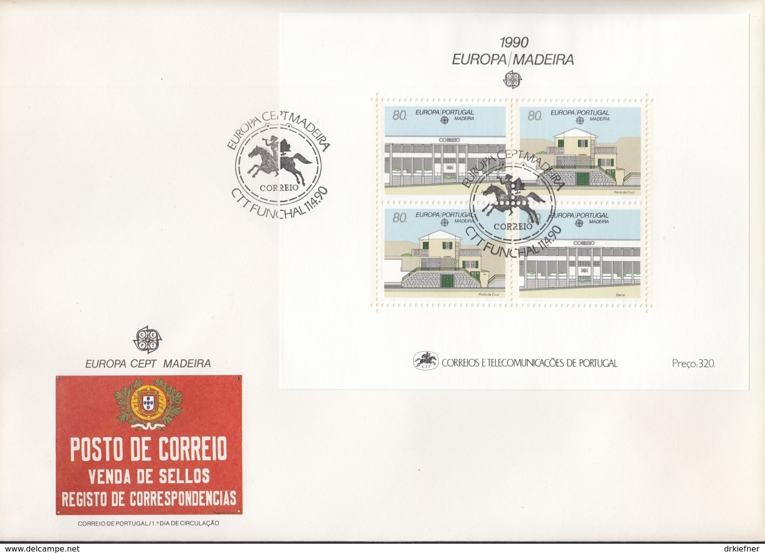 PORTUGAL MADEIRA Block 11 FDC, EUROPA CEPT 1990, Postalische Einrichtungen - 1990