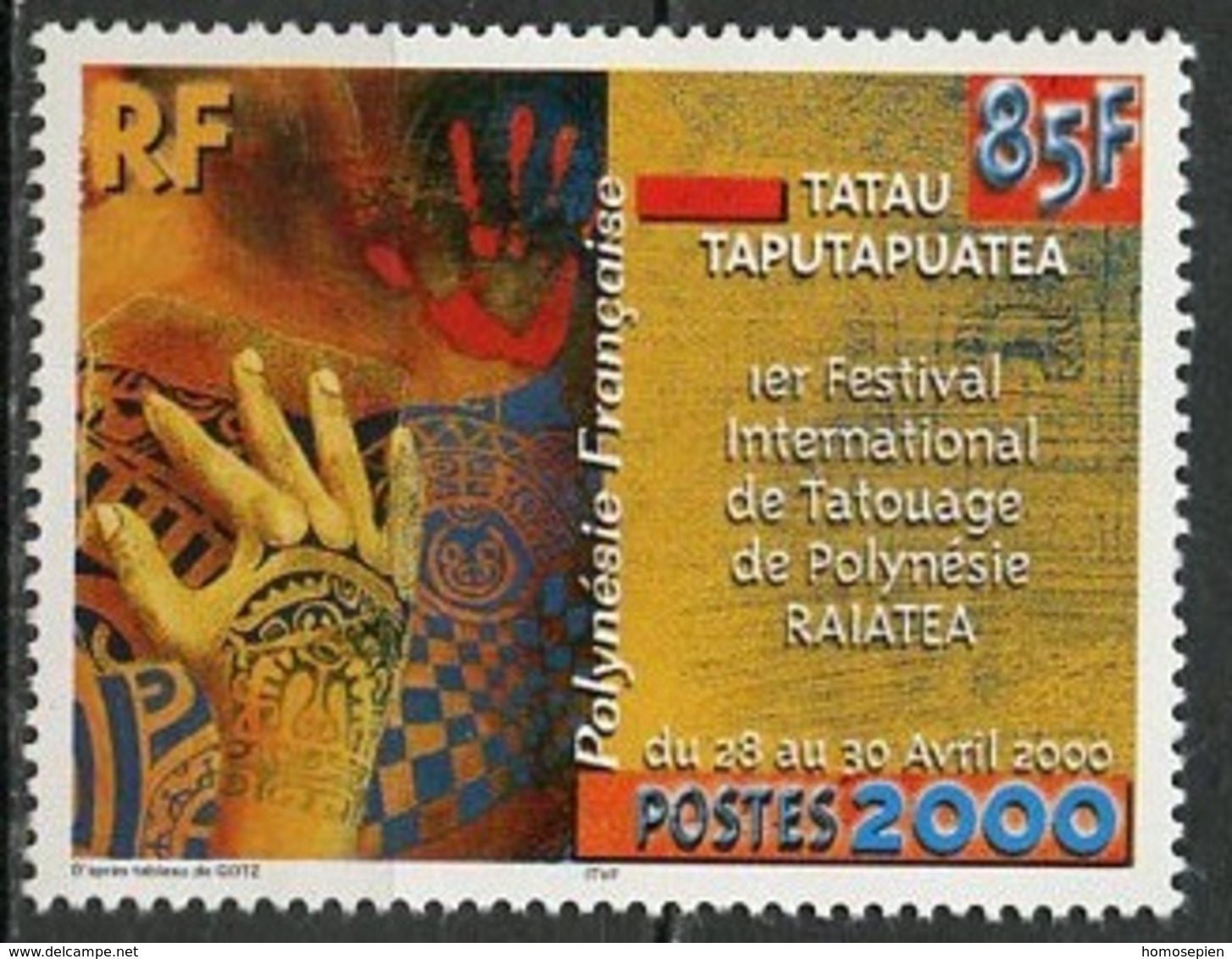 Polynésie Française - Polynesien - Polynesia 2000 Y&T N°614 - Michel N°815 *** - 85f Festival Du Tatouage - Ongebruikt