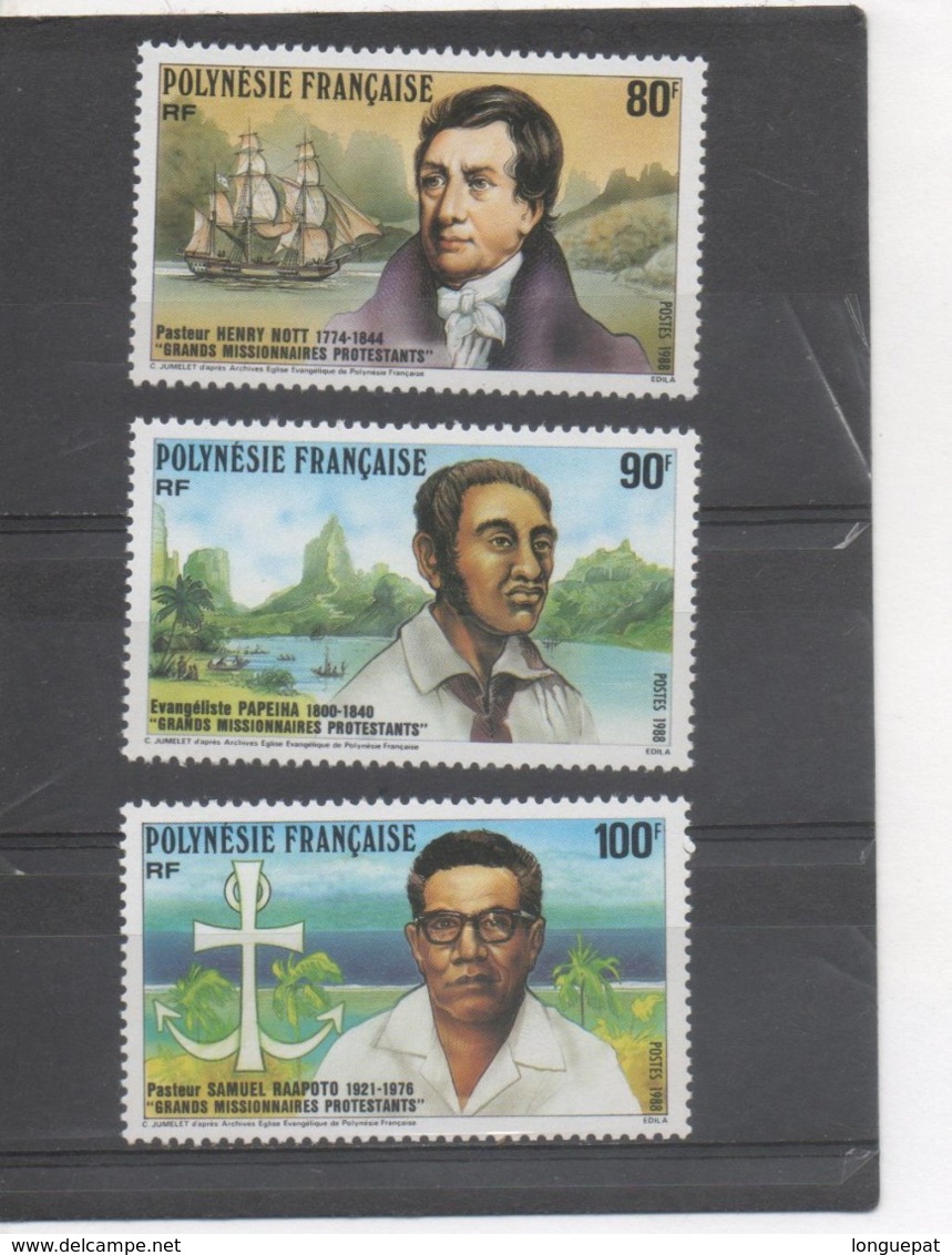 POLYNESIE Française - Missionnaires Protestants : Pasteur Henry NOTT, Evangéliste PAPEIHA, Pasteur Samuel RAAPOTO - Unused Stamps
