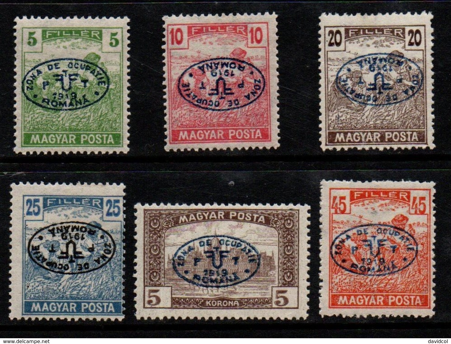 N101.-. HUNGARY - 1919 - SC#: 2N52 // 2N58 - FIRST DEBRECEN ISSUE. MH -SOME INVERTED-SOLD AS IS - Debreczin