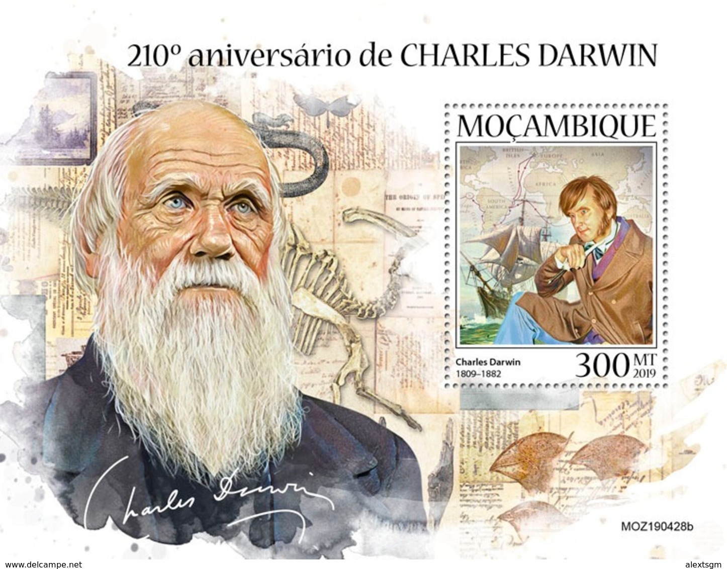 MOZAMBIQUE 2019 - Charles Darwin S/S. Official Issue - Nature