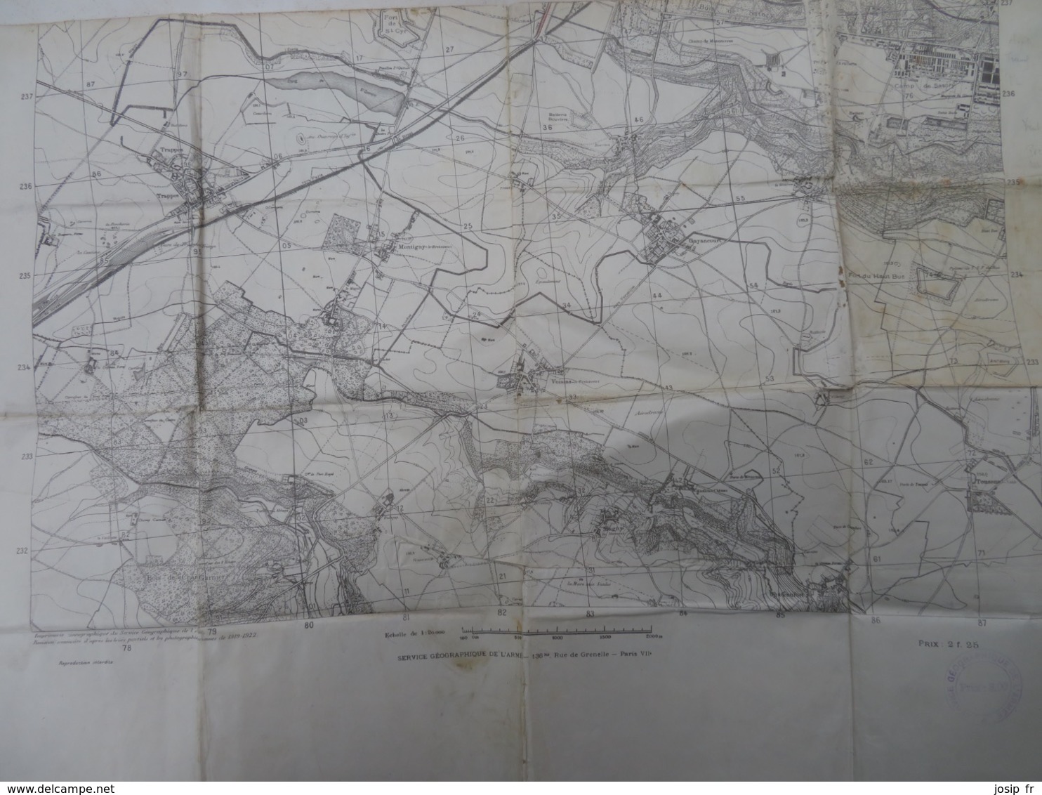 CARTE D'ÉTAT-MAJOR  SAINT-CYR L'ÉCOLE 1/20 000ème 1922 - Topographical Maps