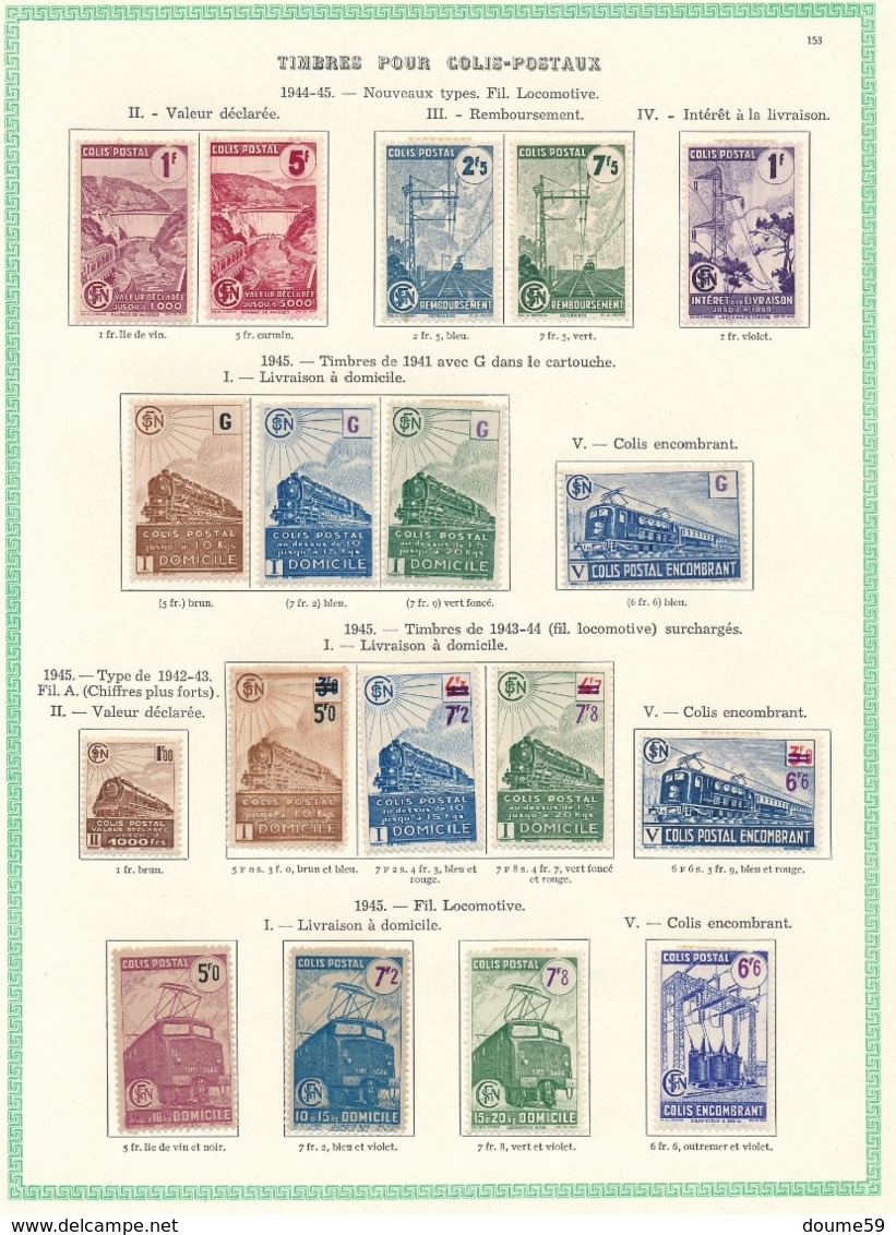 DB-385: FRANCE: Lot Avec Colis Postaux De 1941 à 1945* - Neufs