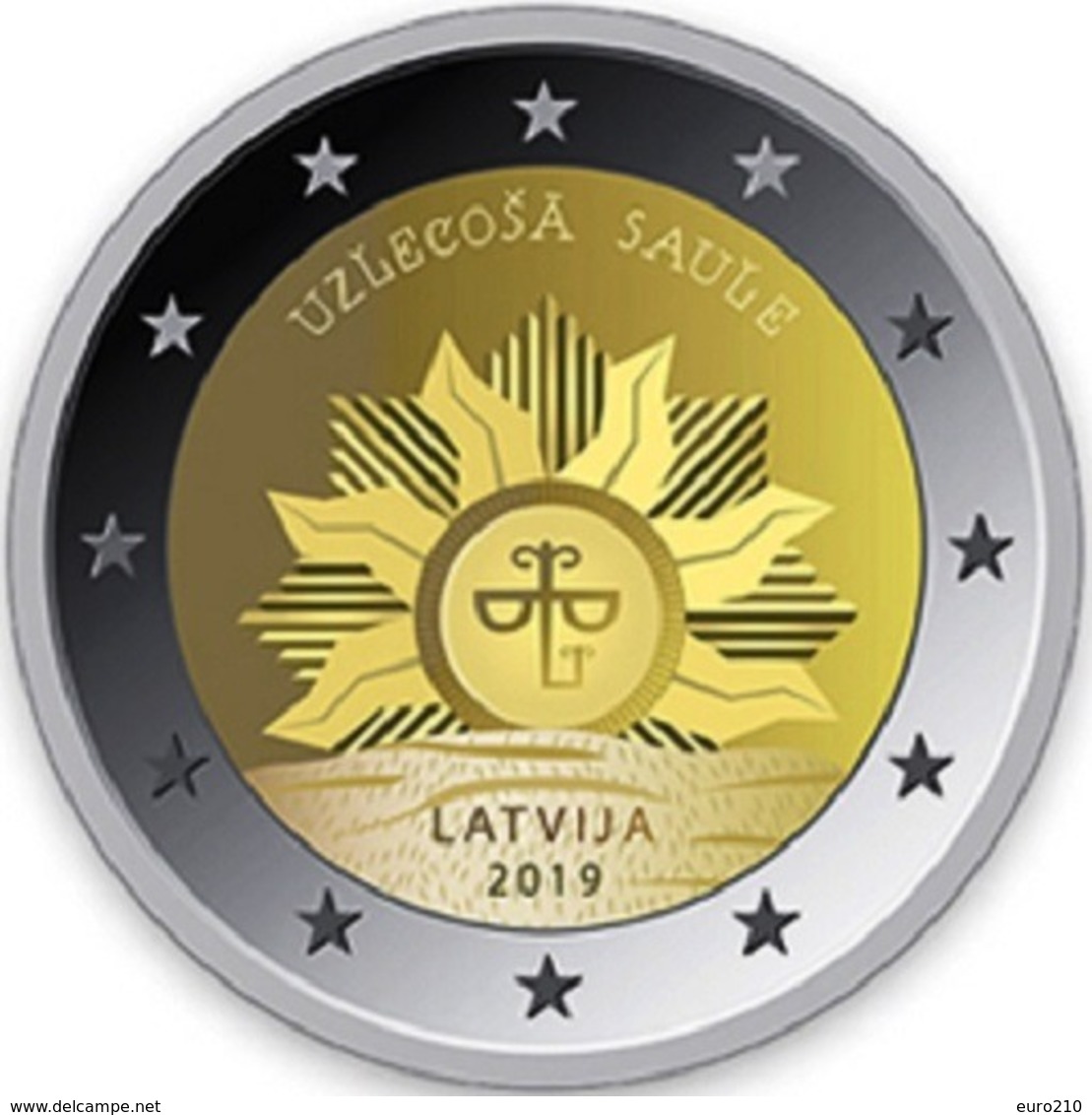 LATVIA 2 EURO Commemorative 2019 - Rising Sun - UNC From The Roll - Letland