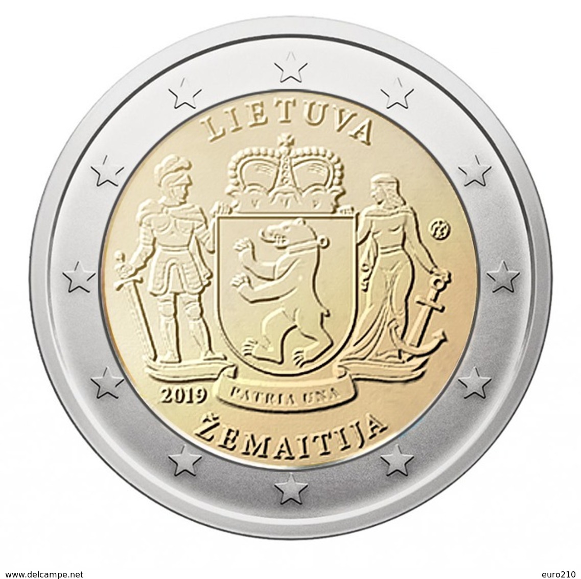 LITHUANIA 2 EURO 2019 - Žemaitija - UNC Quality - Lithuania