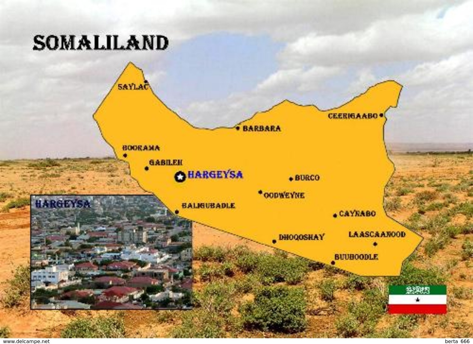 Somalia Somaliland Region Map New Postcard Landkarte AK - Somalia