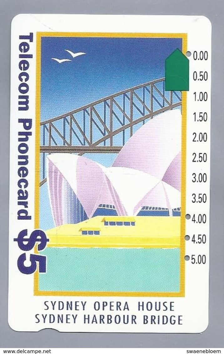 AU.- Telecom Phonecard $5. SYDNEY OPERA HOUSE. SYDNEY HARBOUR BRIDGE. AUSTRALIA. 0027568874 - Andere & Zonder Classificatie