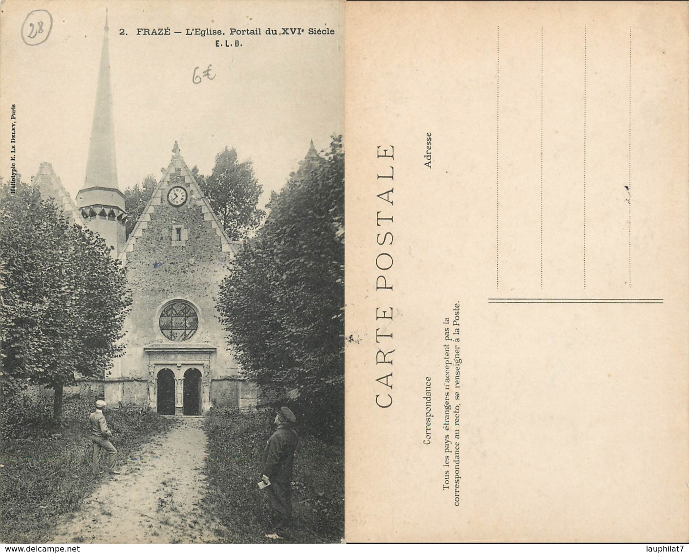 [502309]B/TB//-France  - (28) Eure Et Loir, Frazé, L'église, Portail Du XVIème Siècle, Architectures, Eglises Et Cathédr - Autres & Non Classés