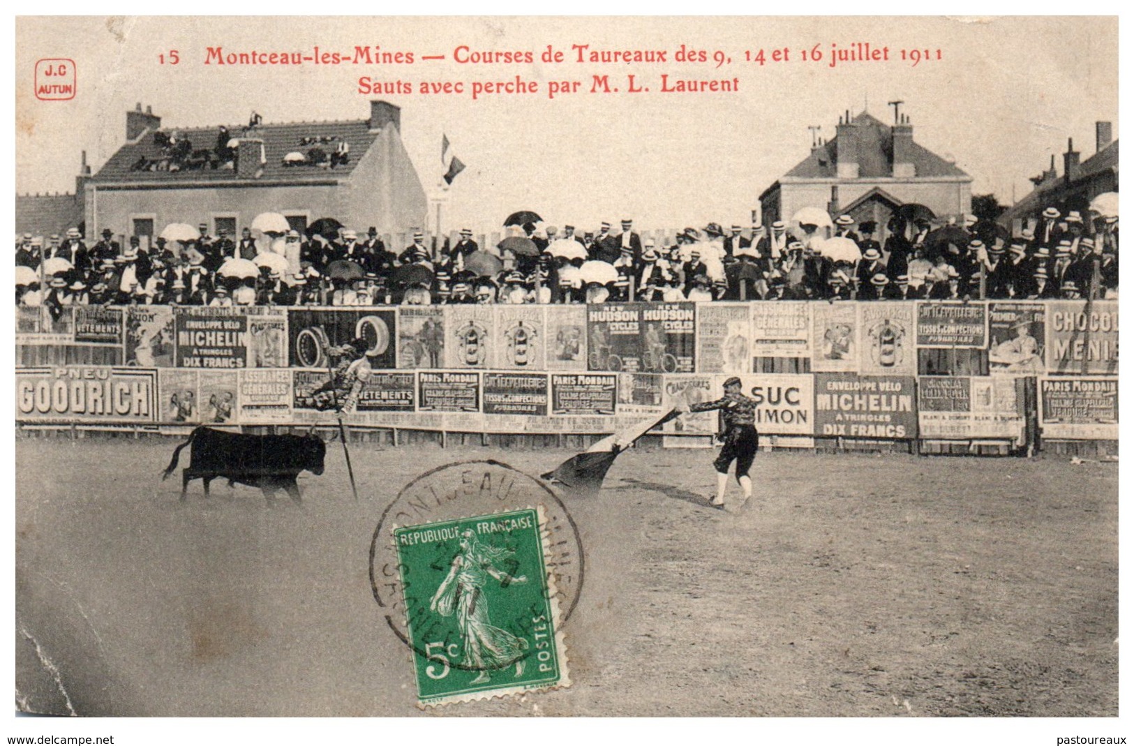 71 MONTCEAU LES MINES - Courses De Taureaux - Sauts Avec Perche - Montceau Les Mines