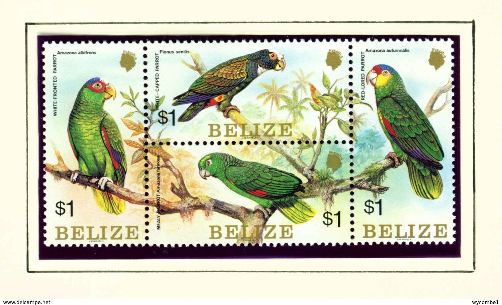 BELIZE  -  1984 Parrots Block Set Unmounted/Never Hinged Mint - Belize (1973-...)