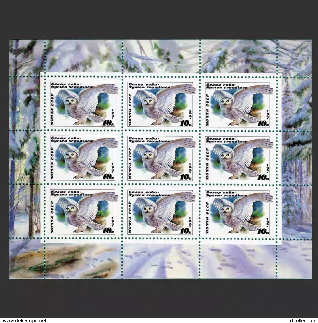 USSR Russia 1990 Sheetlet Owls Birds Animals Animal Fauna Owl Bird Nature Stamps M/S MNH Mi 6063-5 SG 6117-19 Sc 5871-73 - Owls