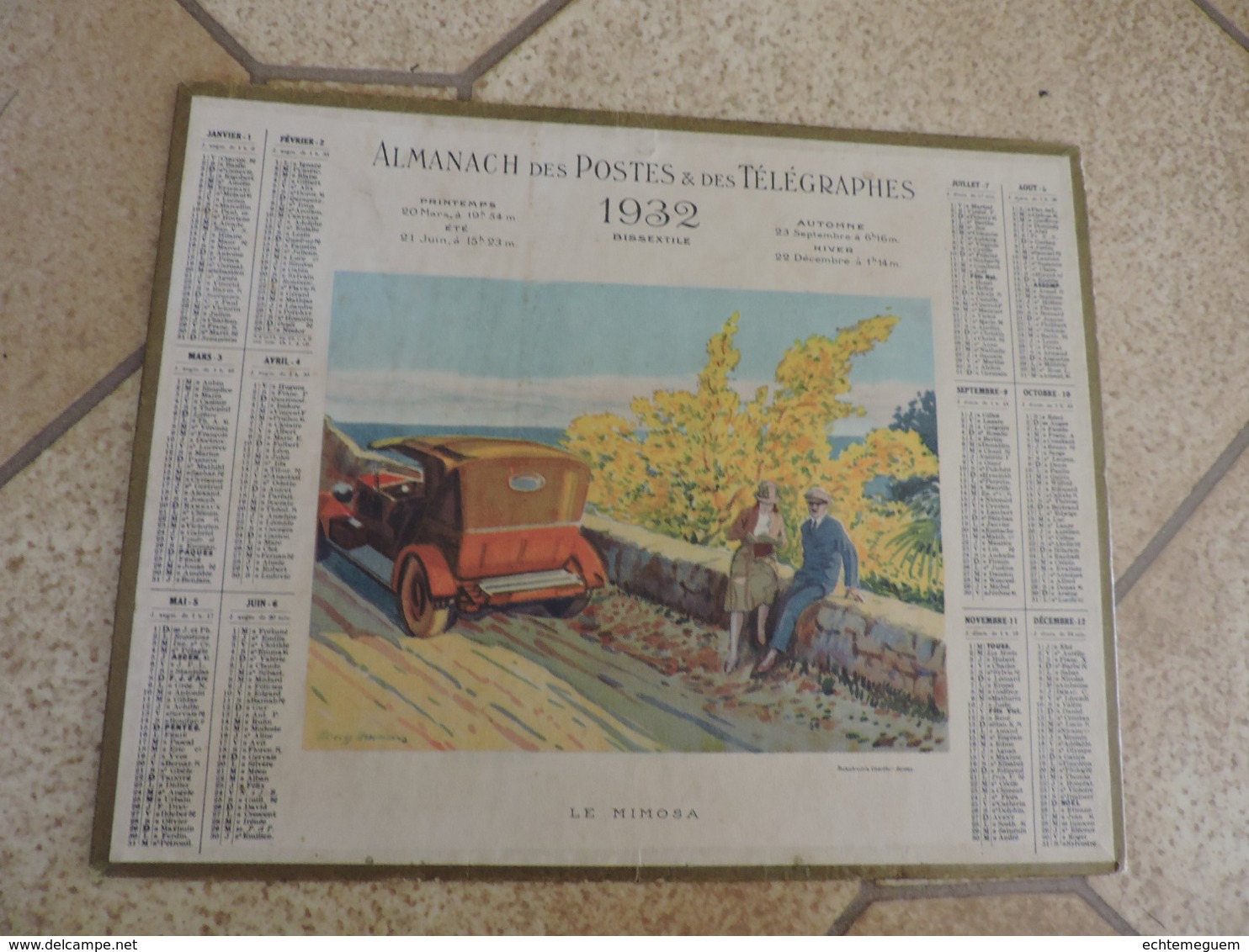 Calendrier  PTT 1932 -Algérie Dpt D'Alger - Mimosa - Tacot - Histoire - Autres & Non Classés