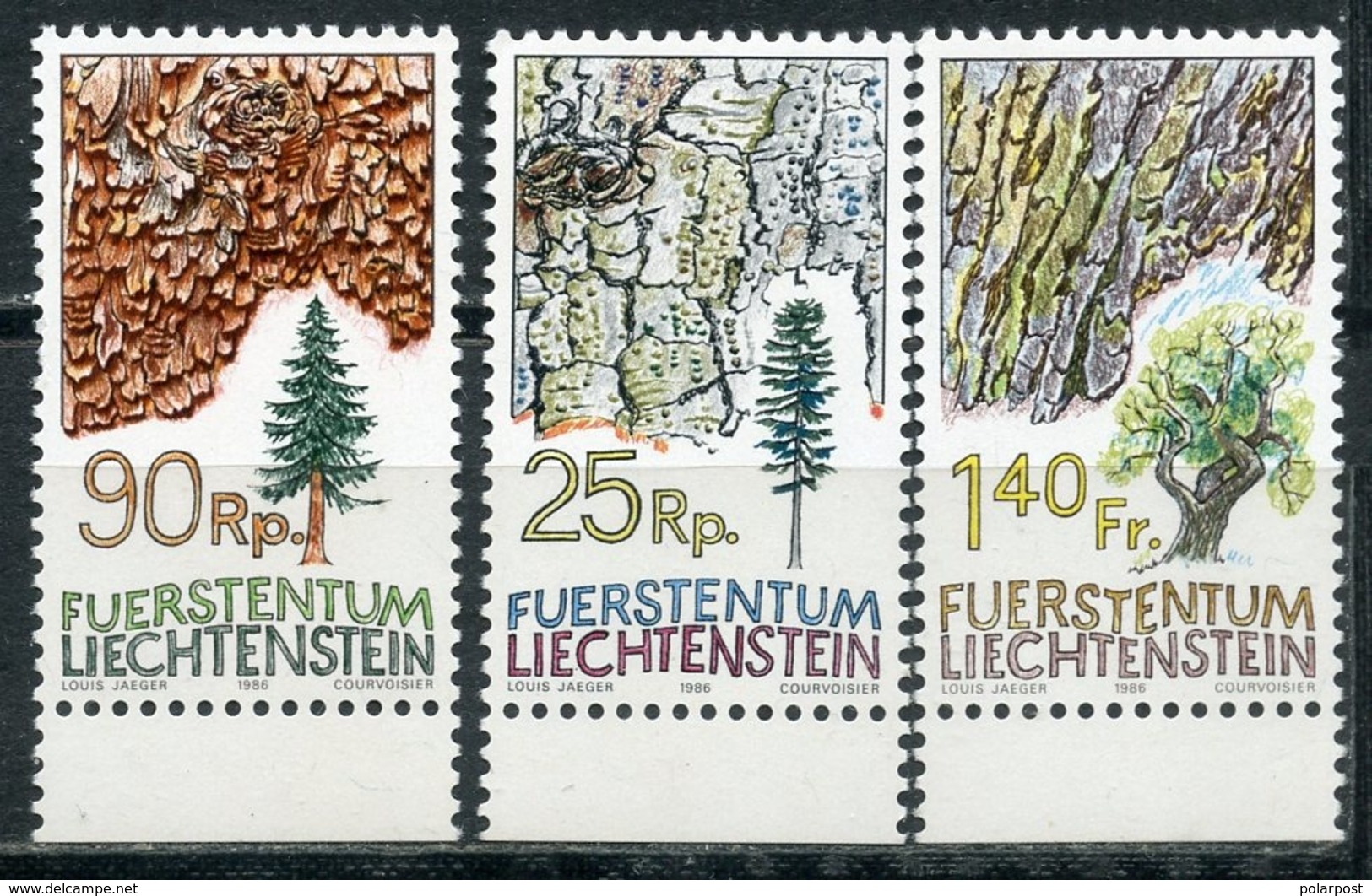 LIECHTENSTEIN 1986 913-915 Trees. Flora. Plants - Arbres