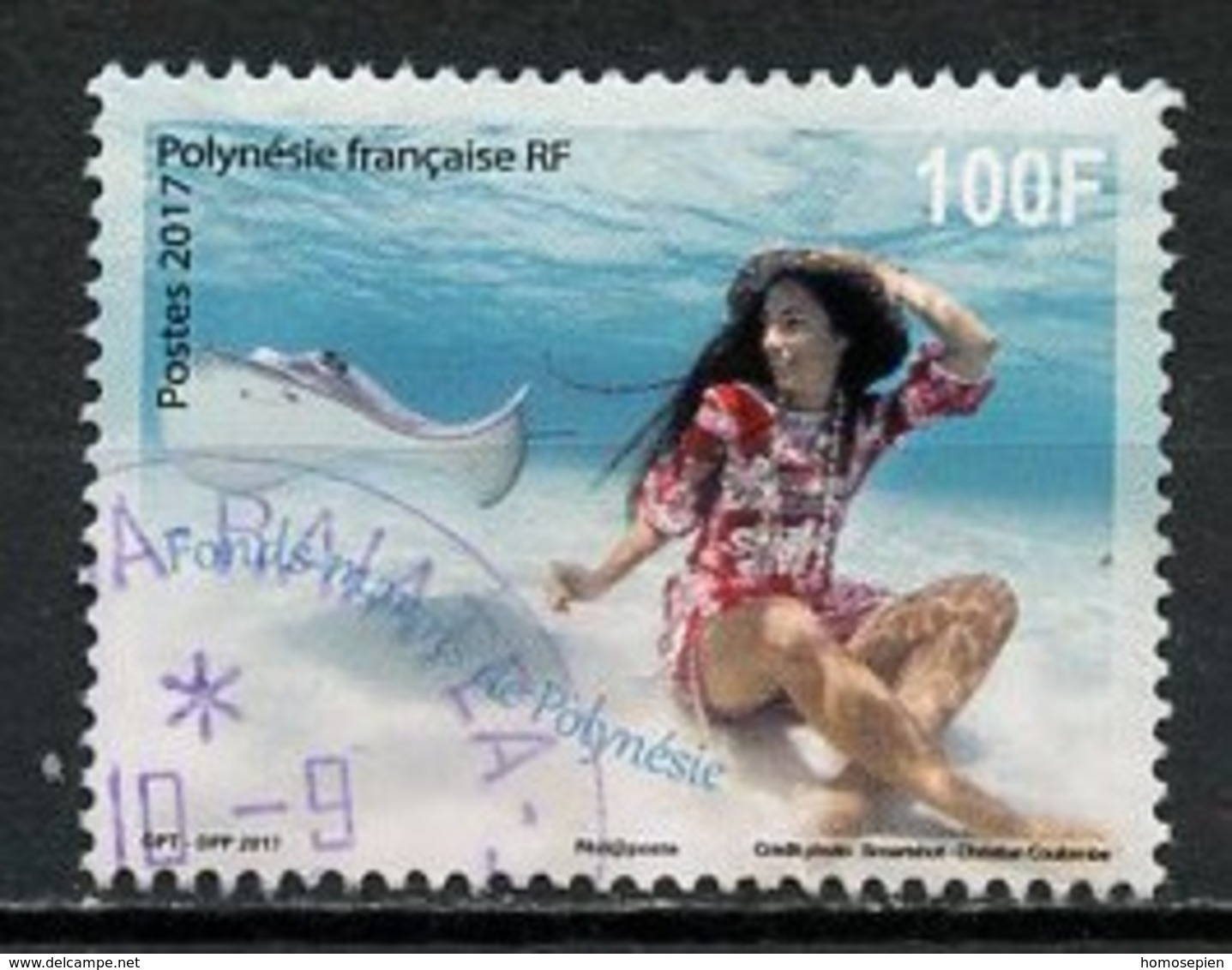 Polynésie Française - Polynesien - Polynesia 2017 Y&T N°1154 - Michel N°(?) (o) - 100f Fonds Marins - Oblitérés