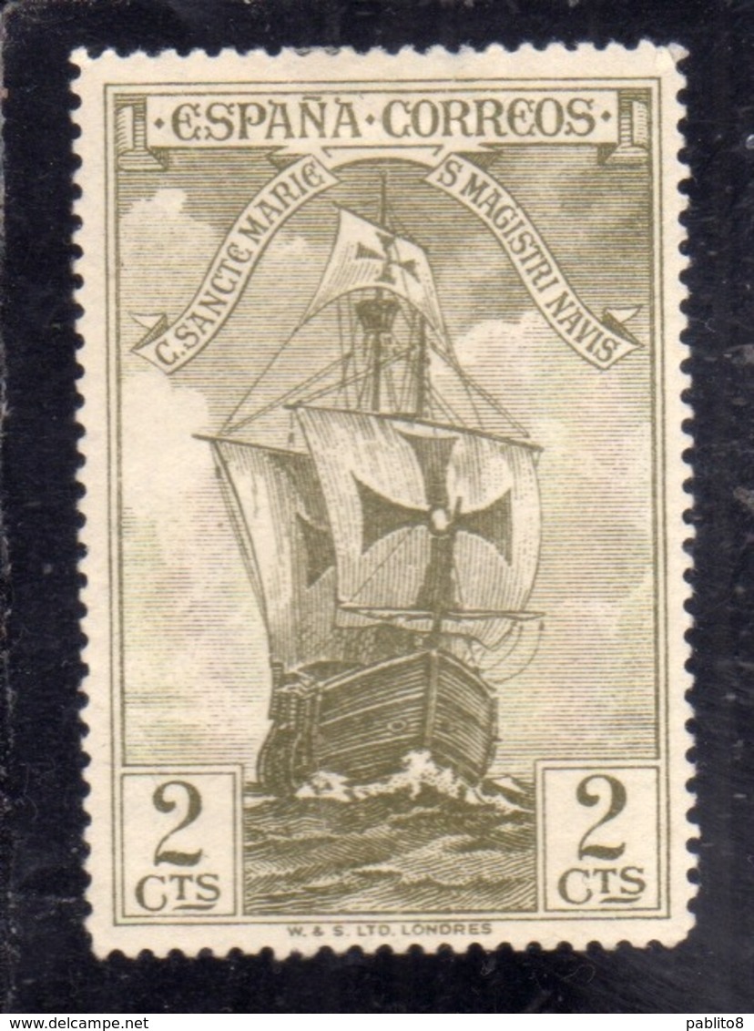 SPAIN ESPAÑA SPAGNA 1930 CHRISTOPHER COLUMBUS TRIBUTE BOW OF SANTA MARIA CENT. 2c MLH - Nuovi