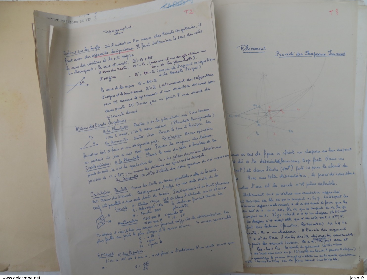 MANUEL MILITAIRE (ÉCOLE SAINT-CYR): LOT DE DOCUMENTS DE COURS DE TOPOGRAPHIE ANNÉES 1930 - Altri & Non Classificati