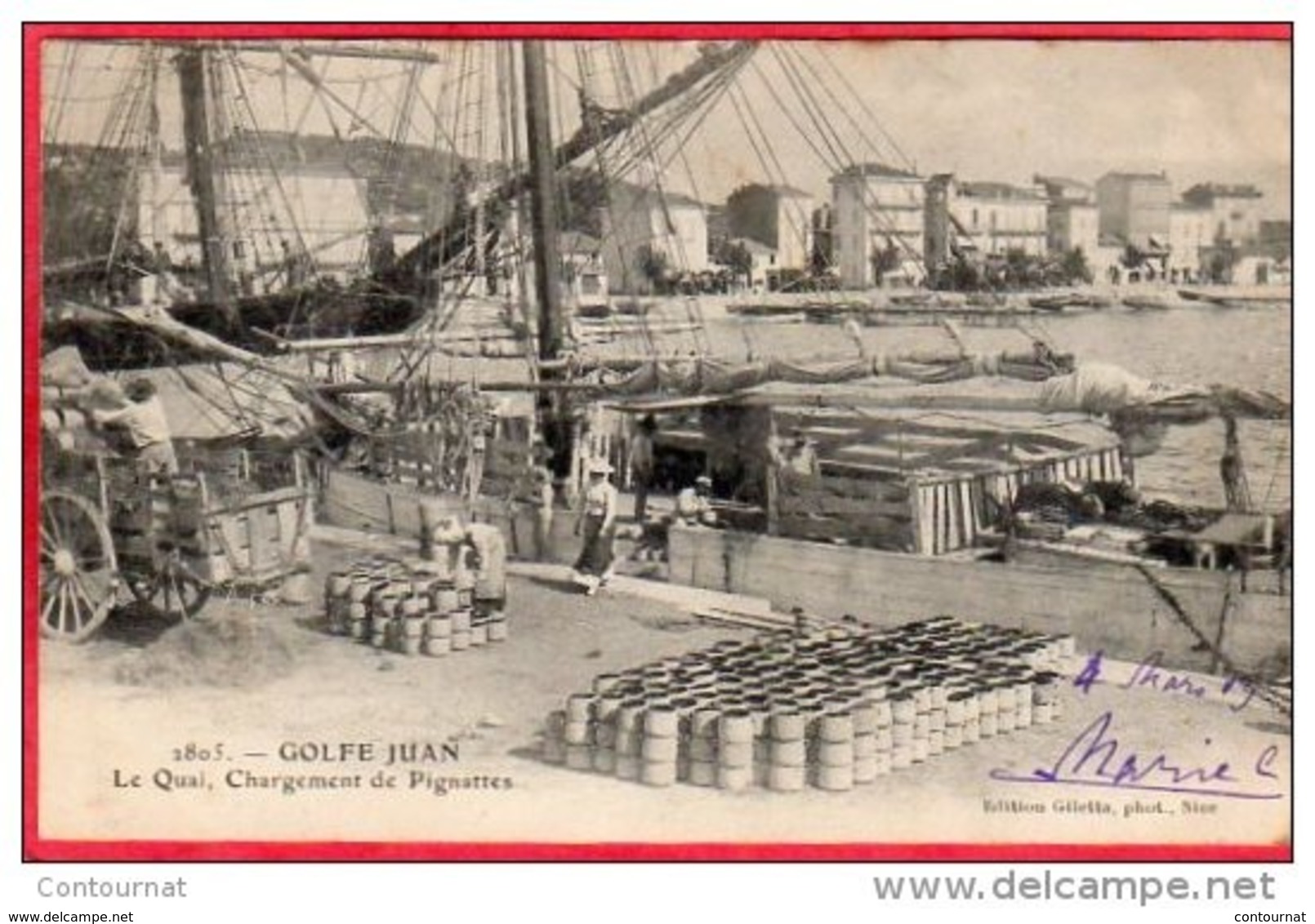 CPA 06 GOLFE JUAN Le Quai , Chargement Des Pignattes ( Juan Les Pins , ANtibes ) - Dos Ligné 1903 - Autres & Non Classés